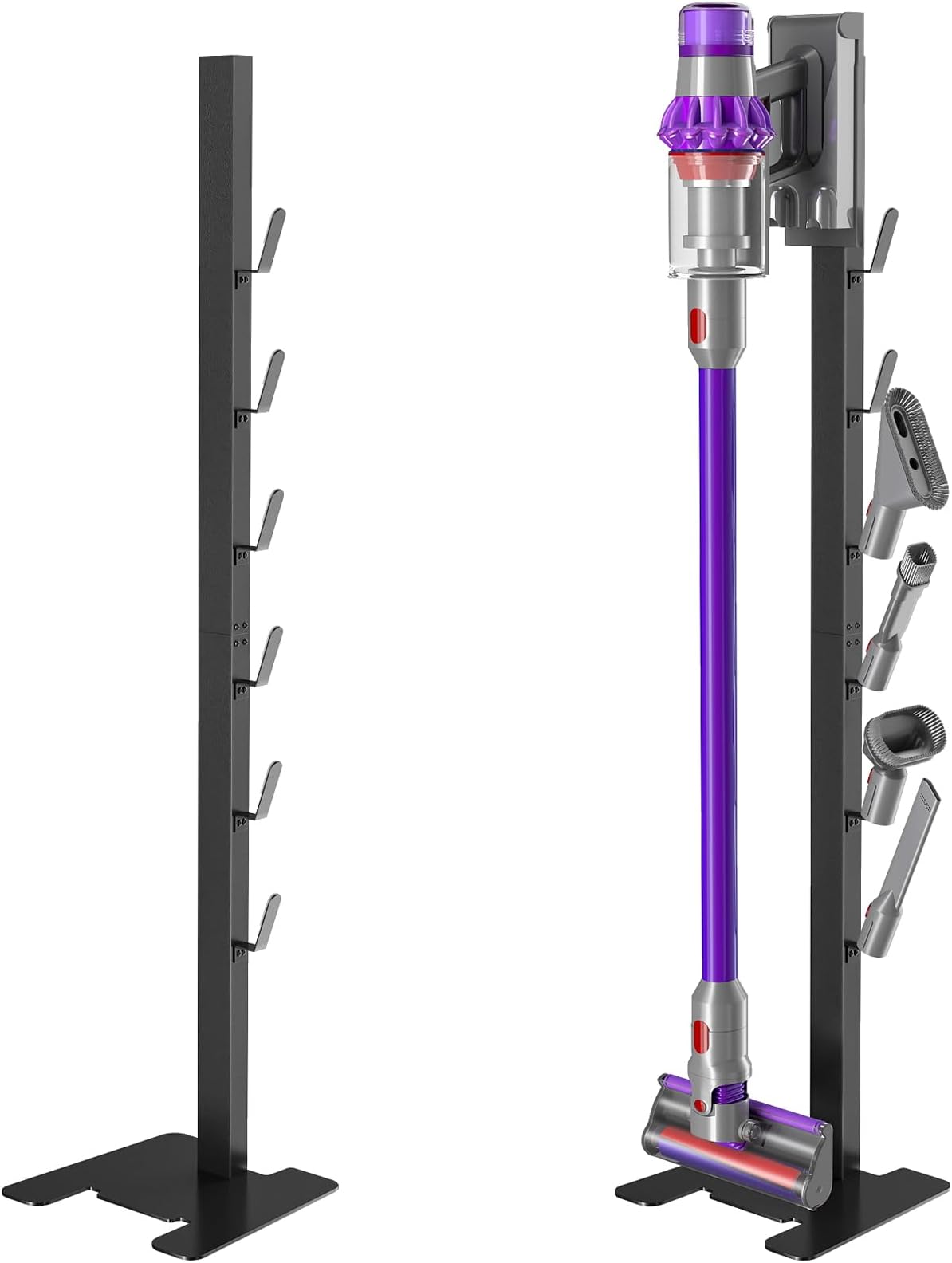 - Heavy-Duty Dyson Vacuum Stand for Gen5detect V15 V12 V11 V10 V8 V7 V6, Freestanding Vacuum Stand for Dyson Cordless Vacuum, Metal Docking Station with 6 Hooks, No-Drill Organizer, Black