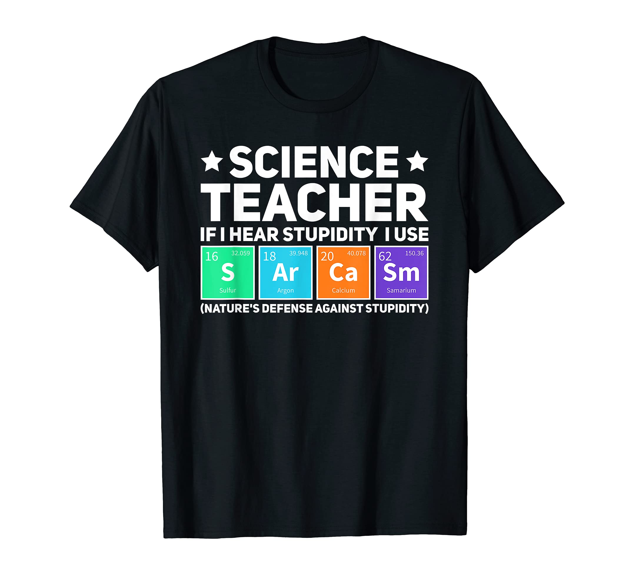 Science Teacher I use S Ar Ca Sm Teacher T-Shirt, Black