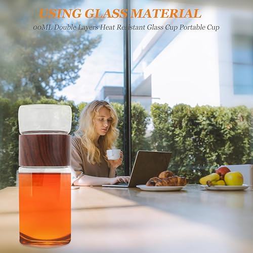 Miniatura 8 de Botella de té de vidrio con infusor de 10.1 fl oz, infusor de té portátil, colador de té de vidrio, vaso de té a prueba de fugas, vaso para viajes