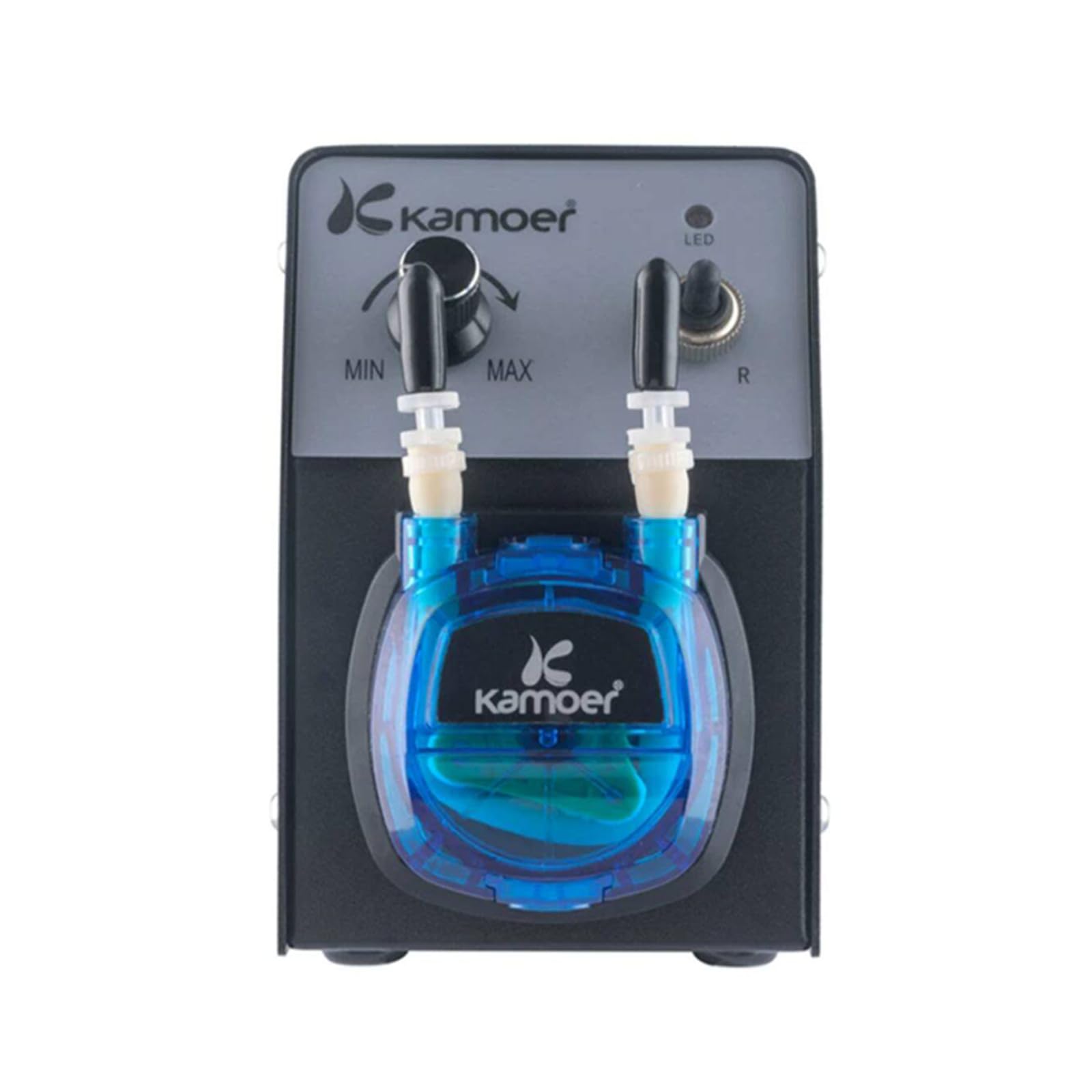 Kamoer KCP PRO2 Pompe péristaltique 12V petite pompe doseuse à vitesse | pour expérience chimique en laboratoire, tube Norprene #3,2 mm × 6,4 mm, 40-210 ml/min, avec adaptateur secteur