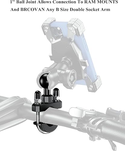 Miniatura 6 de BRCOVAN Base de montaje de perno en U para manillar de bola de 1 pulgada, apto para rieles redondos de 0.5 a 1.26 pulgadas de diámetro, compatible
