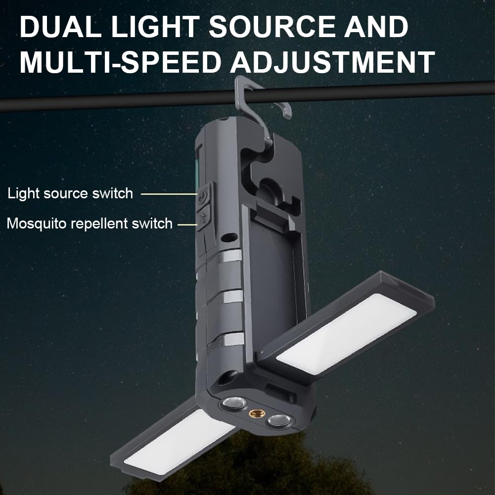 Wielofunkcyjna lampa kempingowa LED z haczykiem na komary typu C USB ładowalna lampa kempingowa