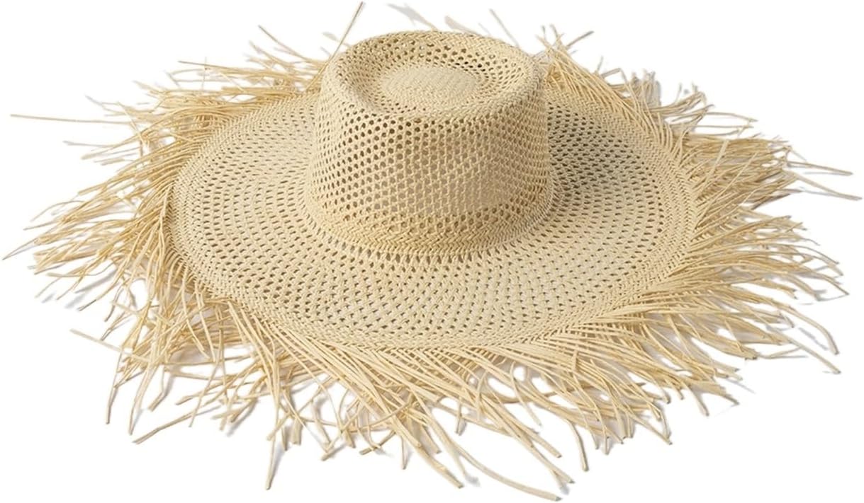 Bohemian Cut-Out Straw Hat - Handwoven Paper Straw - Adjustable 56-58cm - Women's Summer Hat(Fat boy top)