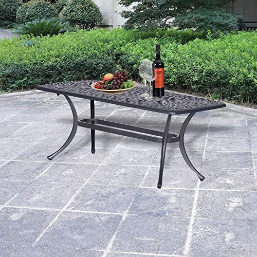 iPatio Athens Cast Aluminum Patio Table for Indoor/Outdoor - Casual Low Raised Rectangular Patio Coffee Table
