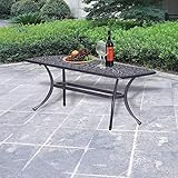 iPatio Athens Cast Aluminum Patio Table for Indoor/Outdoor - Casual Low Raised Rectangular Patio Cof
