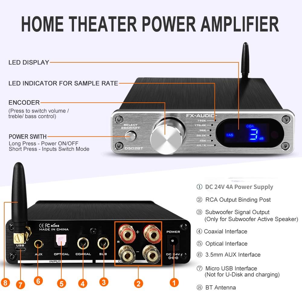 Hоttеѕt Sаlеѕ FX AUDIO 2.1 Channel Bluetooth Power Amplifier Home Audio Class D Amplifier with Subwoofer Output TAS5342A Hi-Fi Stereo Mini Small Optical Audio Amp DC 24V 4A Power Supply D502BT (Silver) Flаѕh Dеаlѕ - 50% оƒƒ FX AUDIO 2.1 Channel Bluetooth Power Amplifier Home Audio Class D Amplifier with Subwoofer Output TAS5342A Hi-Fi Stereo Mini Small Optical Audio Amp DC 24V 4A Power Supply D502BT (Silver)