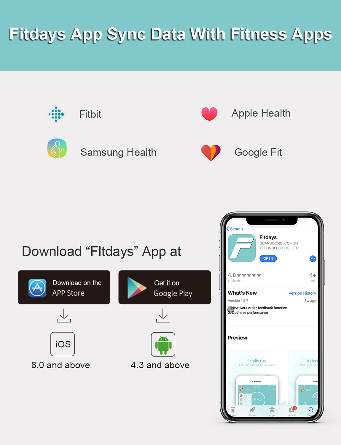 Pèse Personne Impédancemètre, Balance Connectée Bluetooth, Pèse-Personne avec 15 Données Corporelles y compris Fréquence Cardiaque, 7 Données Affichées sur Extra Grand Écran VA, App pour Smartphone