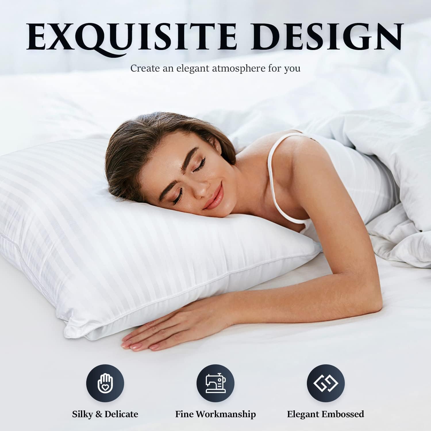 COZSINOOR Bed Pillows for Sleeping Queen Size - Hotel Quality Set of 2 - Breathable Down Alternative Microfiber Filled for Back, Stomach, Side Sleepers, Cooling & Skin-Friendly