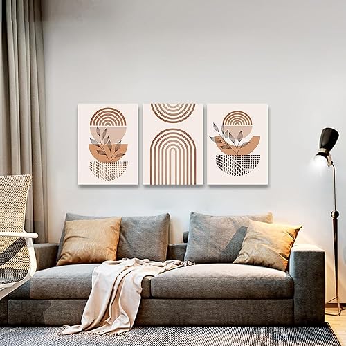 Miniatura 2 de DZRWUBHS Juego de arte en lienzo bohemio para decoración de pared, sala de estar, dormitorio, oficina, pinturas abstractas de líneas, juego de 3