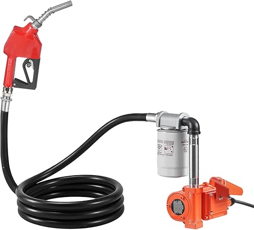 Miniatura 9 de VEVOR Bomba de transferencia de combustible, 12 V CC 10 GPM, kit de bomba de transferencia diésel portátil, con boquilla de apagado automático,