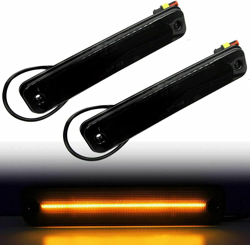 Smoked Lens Front Amber LED Side Marker Light Compatible With 2003 2004 2005 2006 2007 2008 2009 Hummer H2
