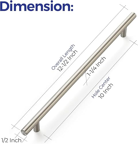 Miniatura 3 de Ravinte Manijas de gabinete de 12-12 pulgadas, níquel cepillado, acero inoxidable, manijas para armarios de cocina, manijas de gabinete de 10