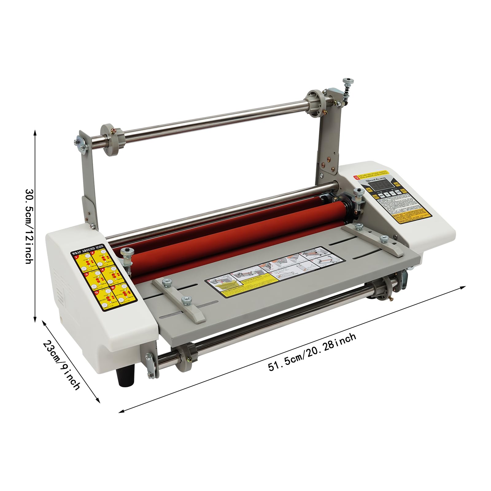 Plastificatrice a rulli monofacciale, laminatrice a caldo freddo con rulli e display digitale, plastificatrice professionale per documenti, foto e carte