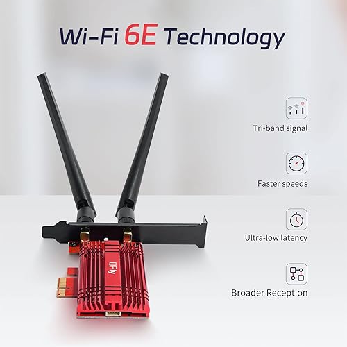 Miniatura 2 de Tarjeta WiFi 6E 5400 Mbps (6 GHz, 5 GHz y 2.4 GHz), tarjeta PCIe WiFi 6E, Bluetooth 5.3, módulo AX210 en el interior, tarjeta adaptador de red WiFi