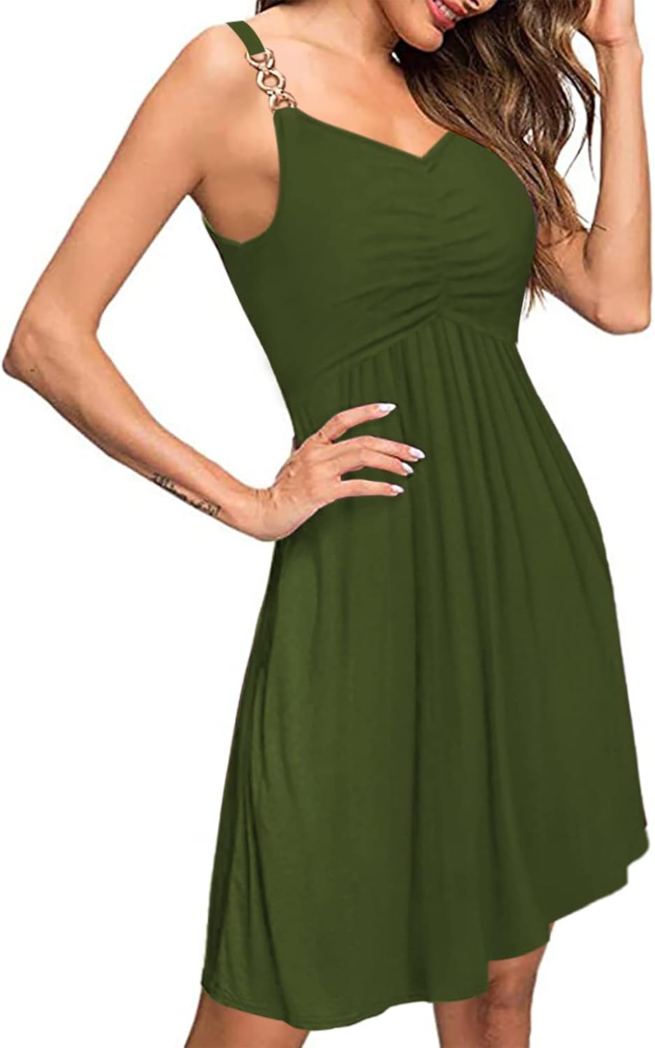 Soesdemo Summer Dresses for Women 2025 Floral Boho Sleeveless V Neck Spaghetti Strap A Line Casual Sundresses with Pockets - Image 2