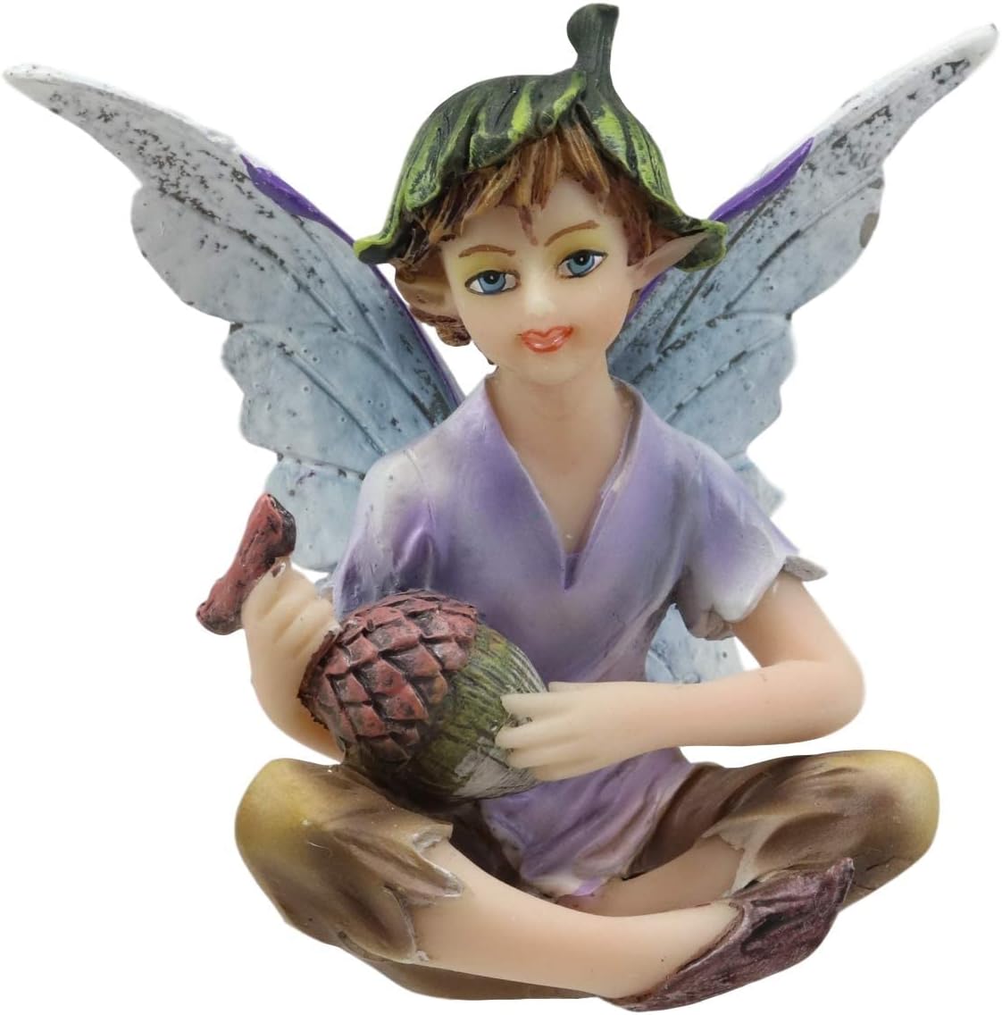 Ebros Gift Enchanted Fairy Garden Wild Acorn Boy Faerie Figurine 3" H Miniature Figurines Collection Do It Yourself Ideas for Your Home Collectible Fairies Elf Nymph Pixies Fantasy Decor Sculpture