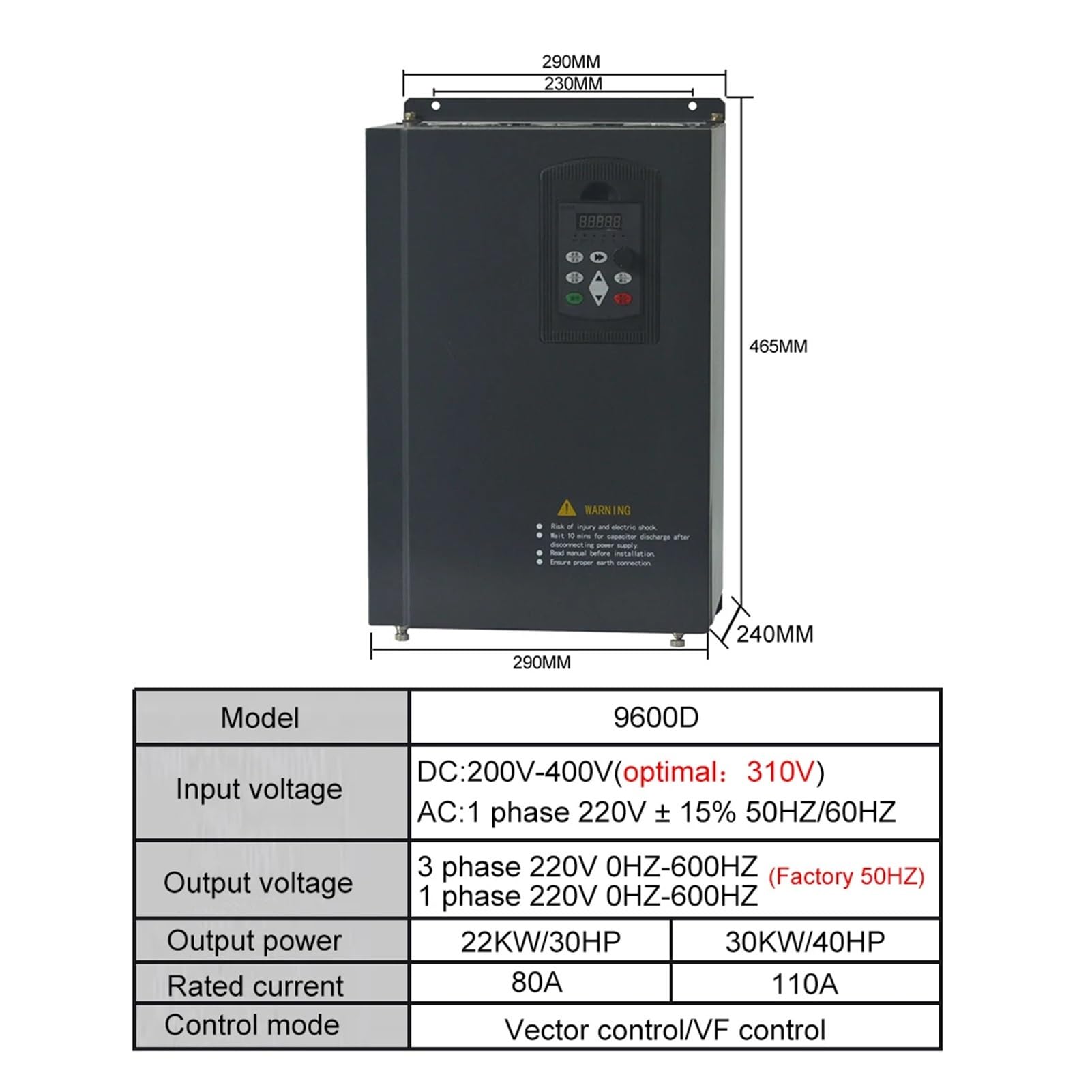 Onduleur Solaire VFD 11-55 KW, entrée 1 pôle CC 220-400 V, Sortie 1/3 Phases 220 V, convertisseur de fréquence, Pilote de Pompe à Eau, contrôle de Vitesse MTTP(15KW DC220V-400V)
