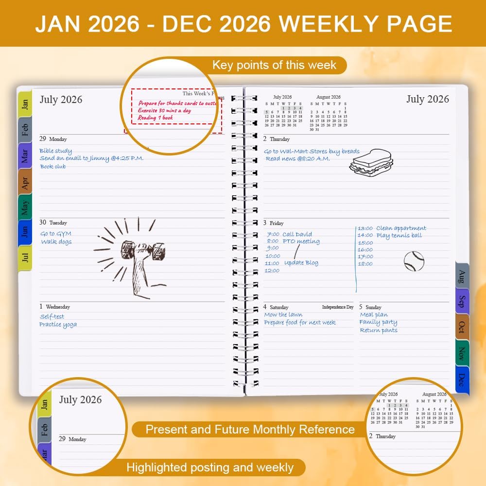 2026年ウィークリー&amp;マンスリープランナー - 2026年1月から2026年12月、目標を追跡するプランナー&amp;オー