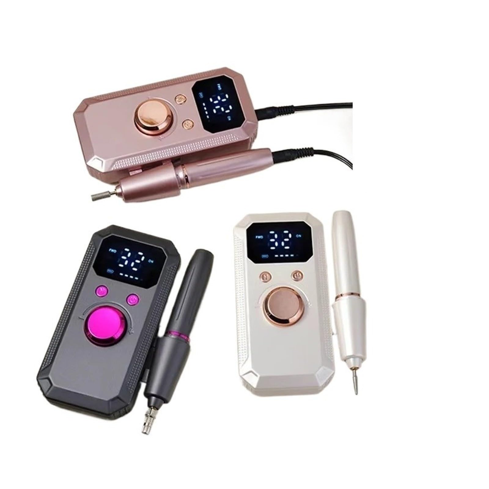 Máquina perforadora de uñas, Lima de uñas eléctrica recargable profesional, pantalla LED inalámbrica portátil(Grey)