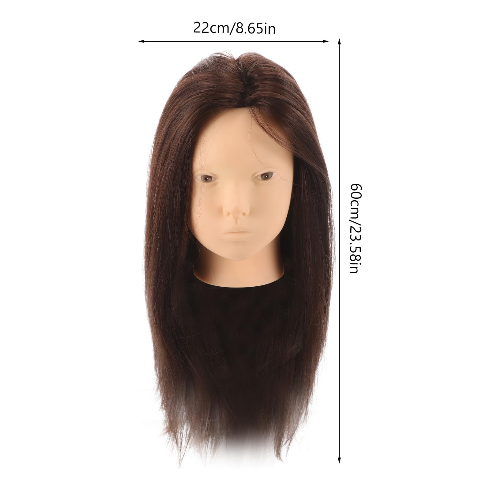 STOBAZA Übungskopf für Friseure aus Echthaar mit Ständer Vielseitiger Kosmetik Mannequinkopf mit Glatter Textur für Salon und Schulungszwecke