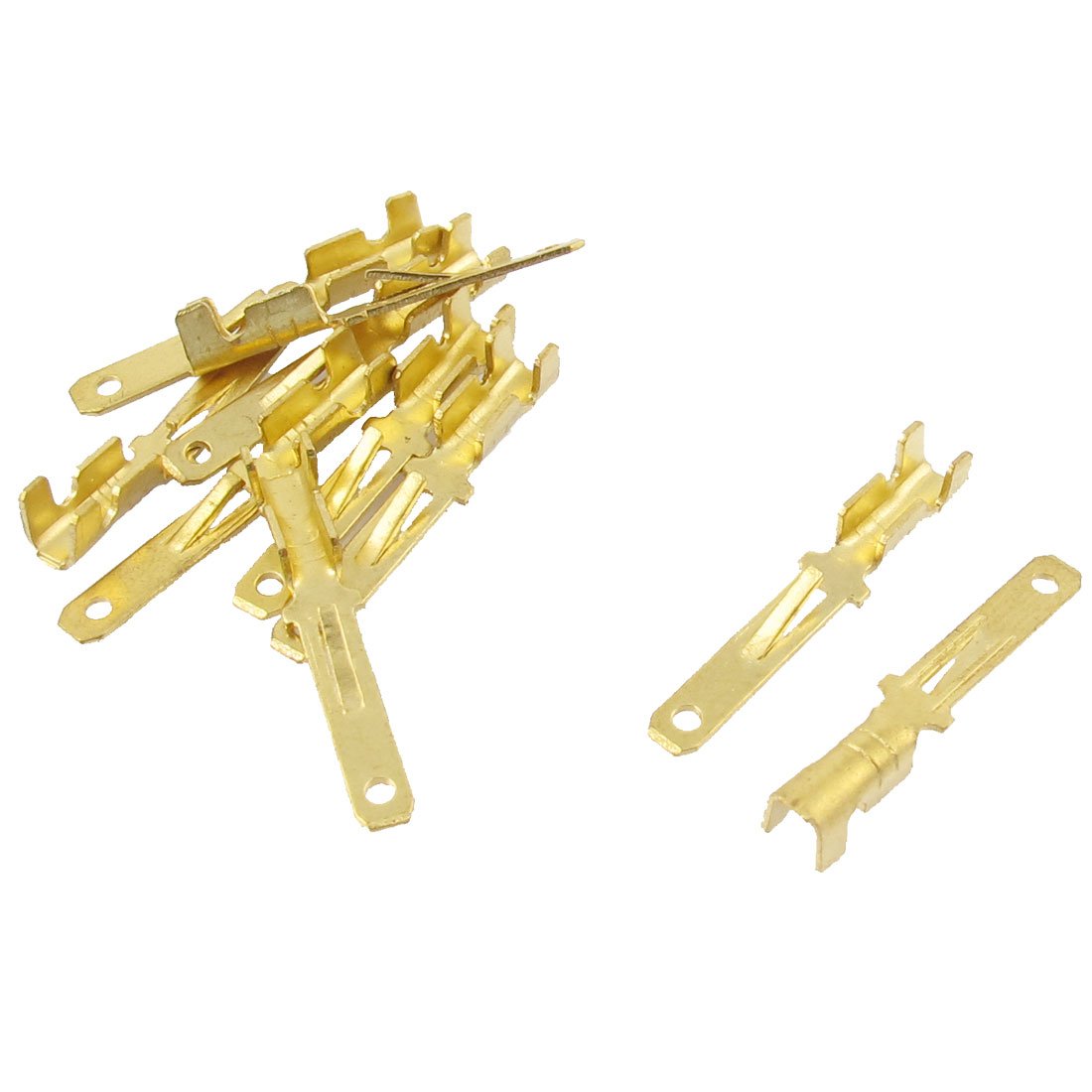 Aexit 10 Pcs Audio & Video Accessories Gold Tone Male Spade Crimp Terminals 2.8mm Connectors & Adapters Wiring Connectors