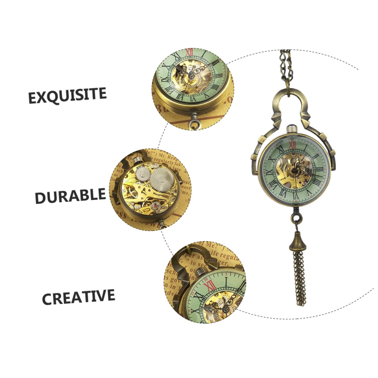 Reloj de Bolsillo Colgante Mecánico Esférico de Aleación y Vidrio