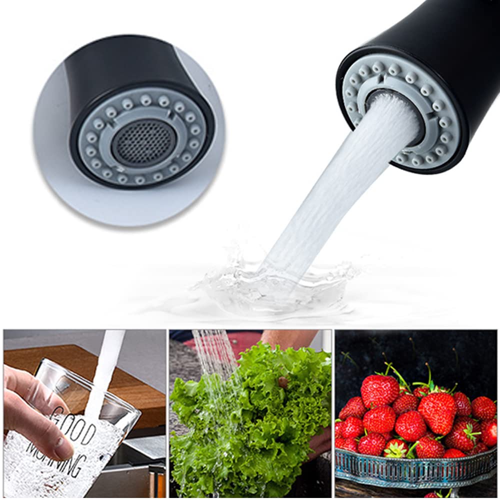 Cuisine Rechange pour Robinet, Rechange pour Robinet D'évier de Cuisine, Pivotant Aérateur de Robinet, 2 Modes Réglable Cuisine Robinet, pour Cuisine, Salle de Bain, Toilette (Noir)