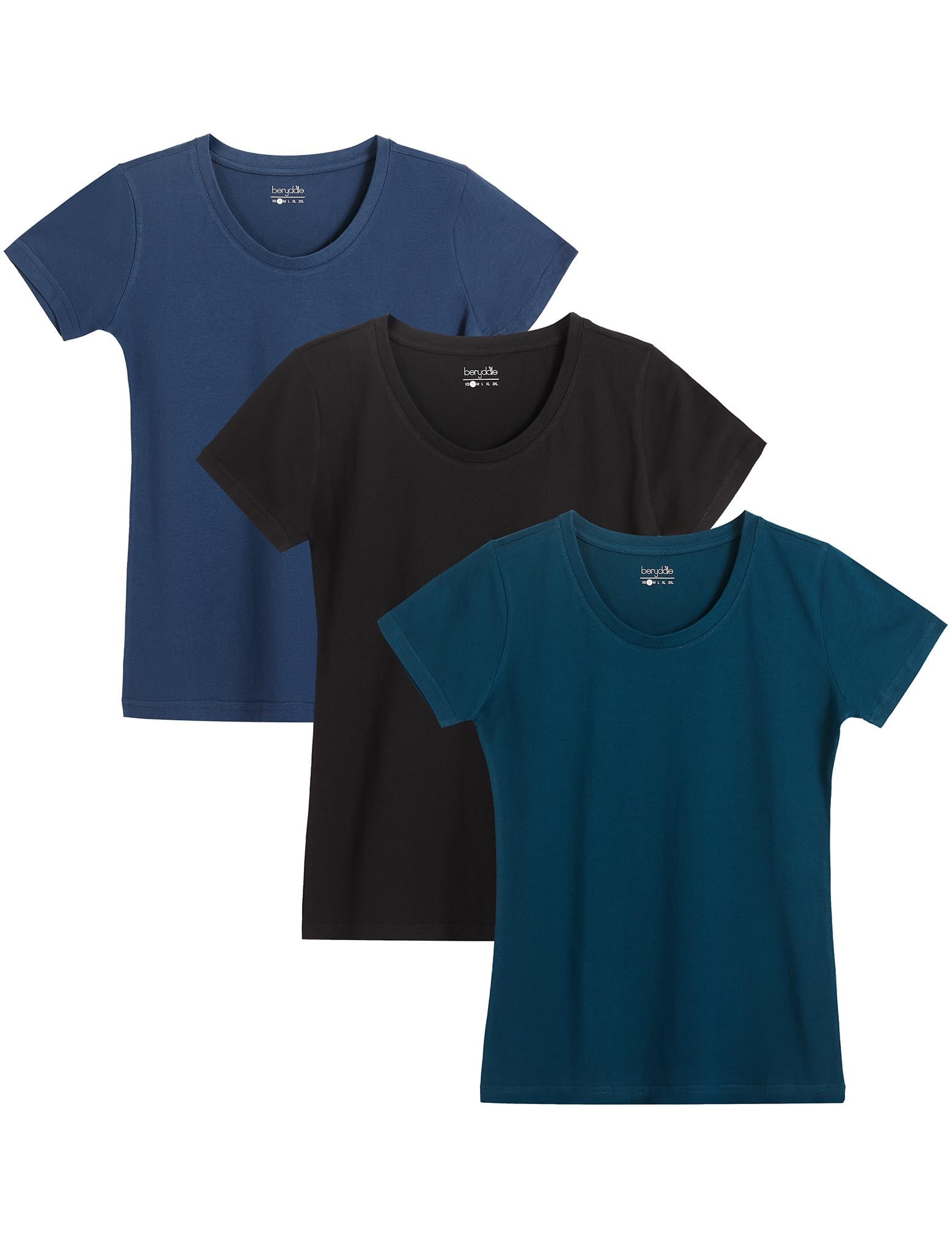 berydale Basic Rundhals T-Shirts für Damen 3er-/ 5er Pack aus 100% Baumwolle I T-Shirt, T-Shirt in vielen Farben
