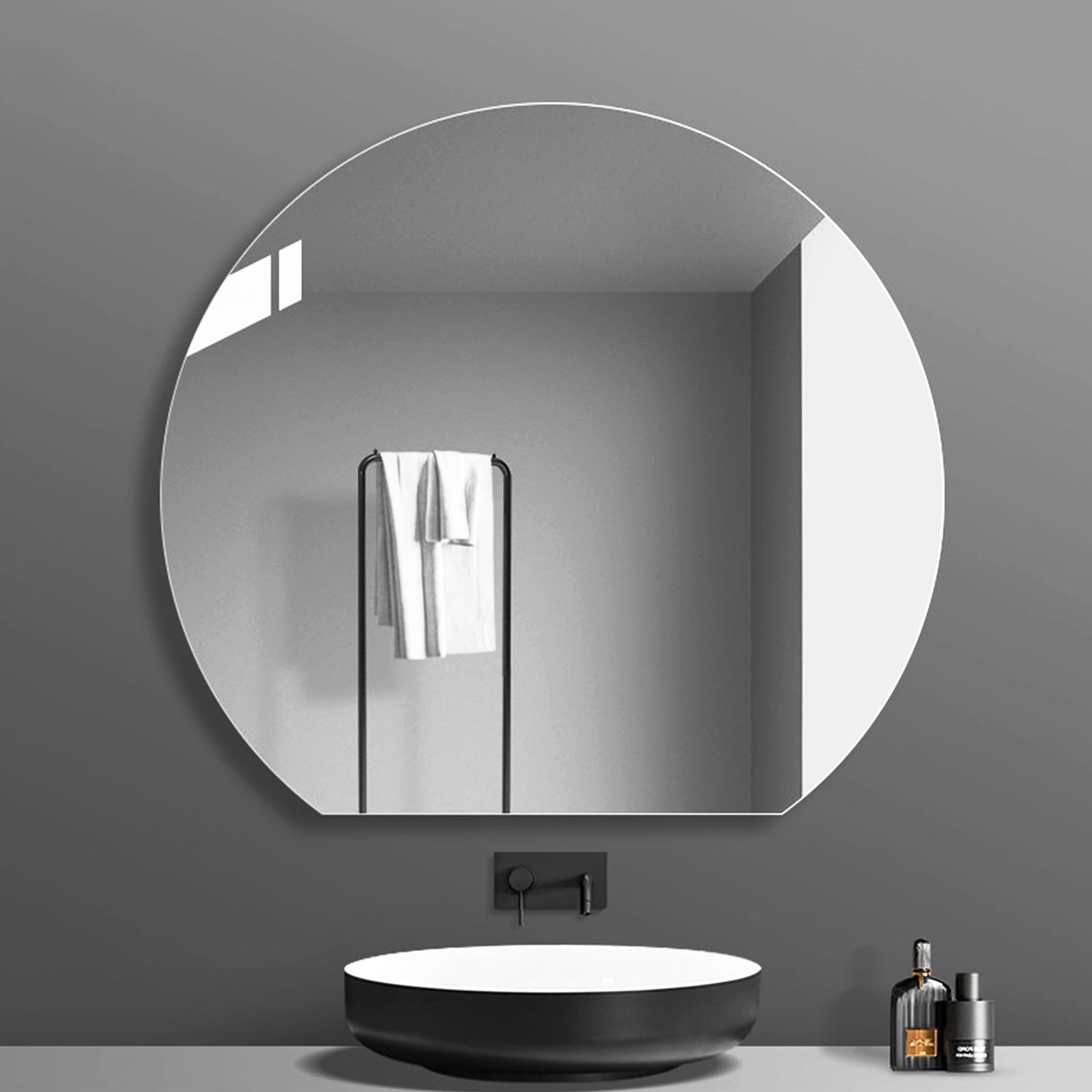 Lustro Do Łazienki Nad Zlewem Lustro Na Biurko Do Makijażu Do Montażu Na Ścianie Łazienka Vanity Edge Bezramowe Dekoracje Ścienne Montowane Na Ścianie Do Łazienki Pokój Dzienny Sypialnia Przedpokój (