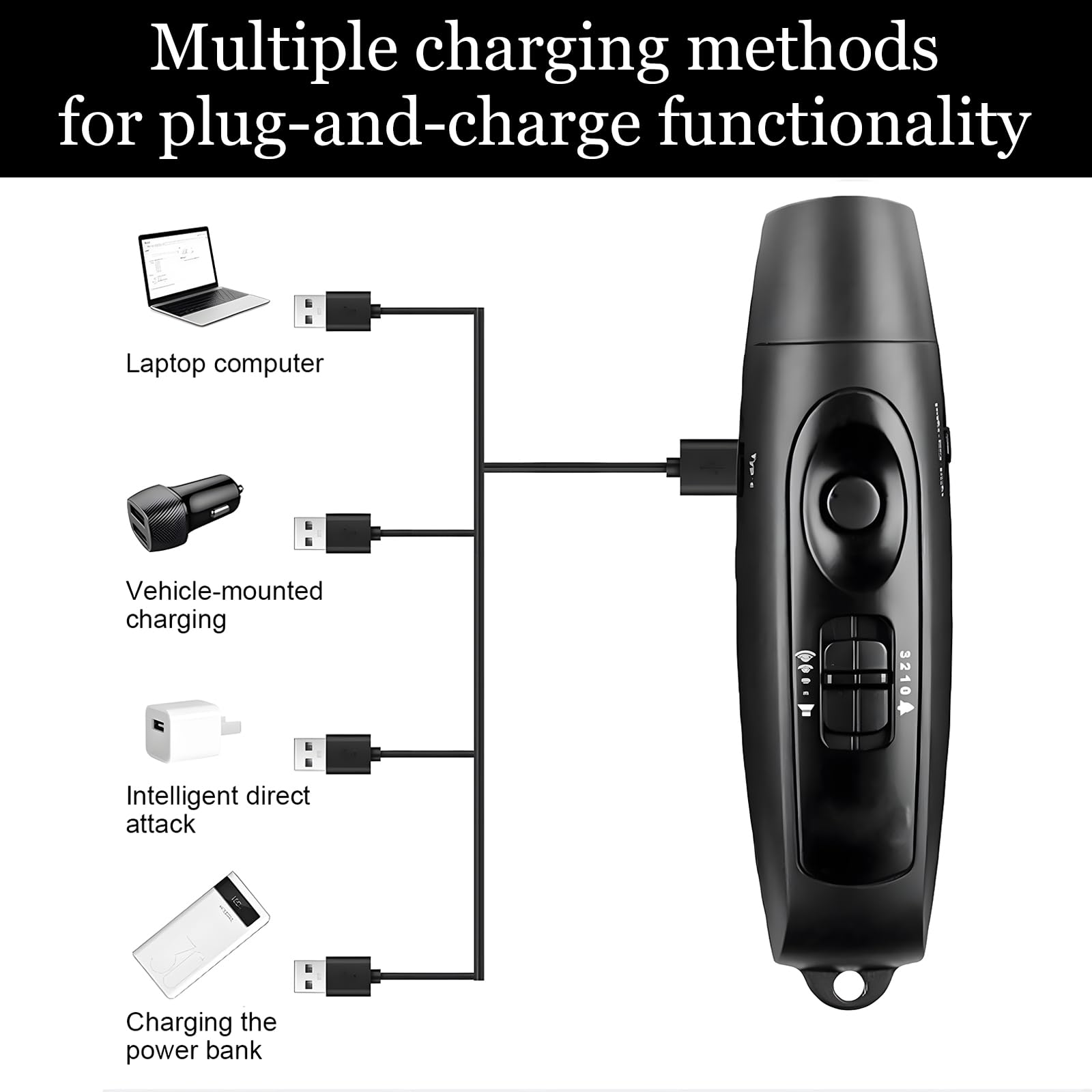 Fischietto elettronico con LED, 3 toni e 2 modalità di luce, fischietto da arbitro ricaricabile USB, fischietto di segnale forte per allenatori, polizia, insegnanti e esterni (nero)