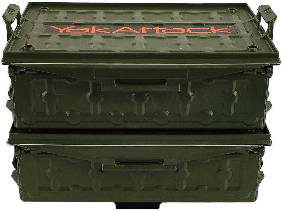YakAttack TracPak Combo Kit – Ranger Grey | 2 Stackable Storage Boxes + Quick Release Track Base | Fits MightyMount, GearTrac & Most Kayak Tracks | Space-Saving Fishing Storage | Compact Kayaking Box