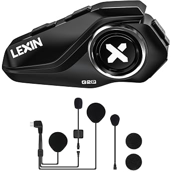 LEXIN G2P Motorcycle Bluetooth Headset, Helmet Communication System for 2 to 6 People in Range of 1000 m, IP67 Waterproof Han