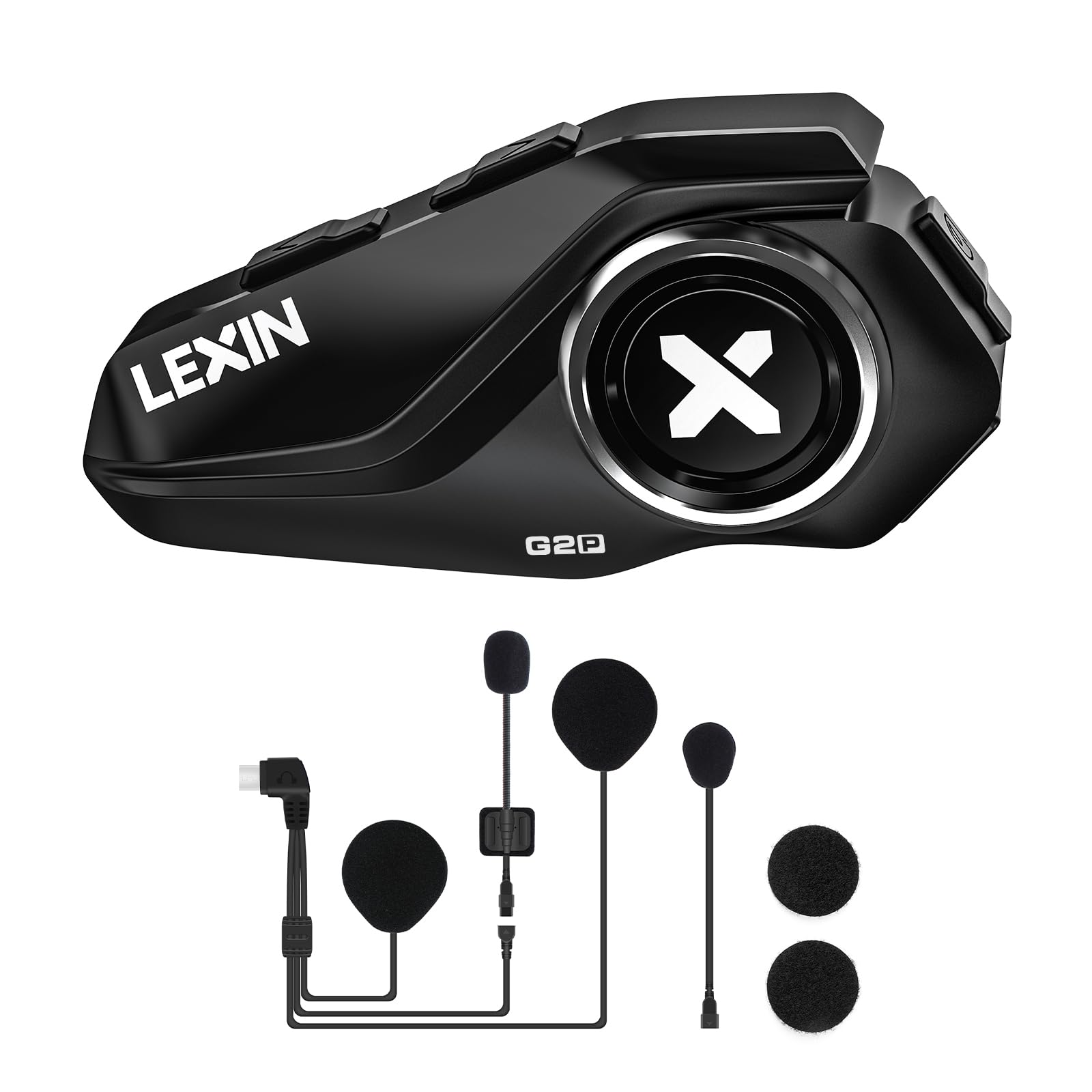 LEXIN G2P Motorrad Bluetooth Headset, Helm Kommunikationssystem für 2 bis zu 6 Personen in Reichweite von 1000m, IP67 Wasserdicht Freisprecheinrichtung mit FM Radio, Einzelpack
