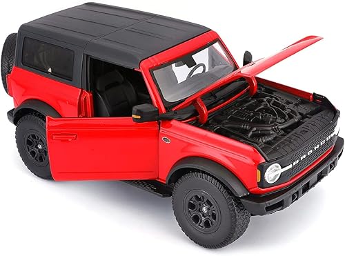 Maisto Diecast Cars Ford Bronco Wildtrak Rojo 2021 con parte superior negra Edición especial 1/18 Modelo de auto fundido a presión por Maisto 31456