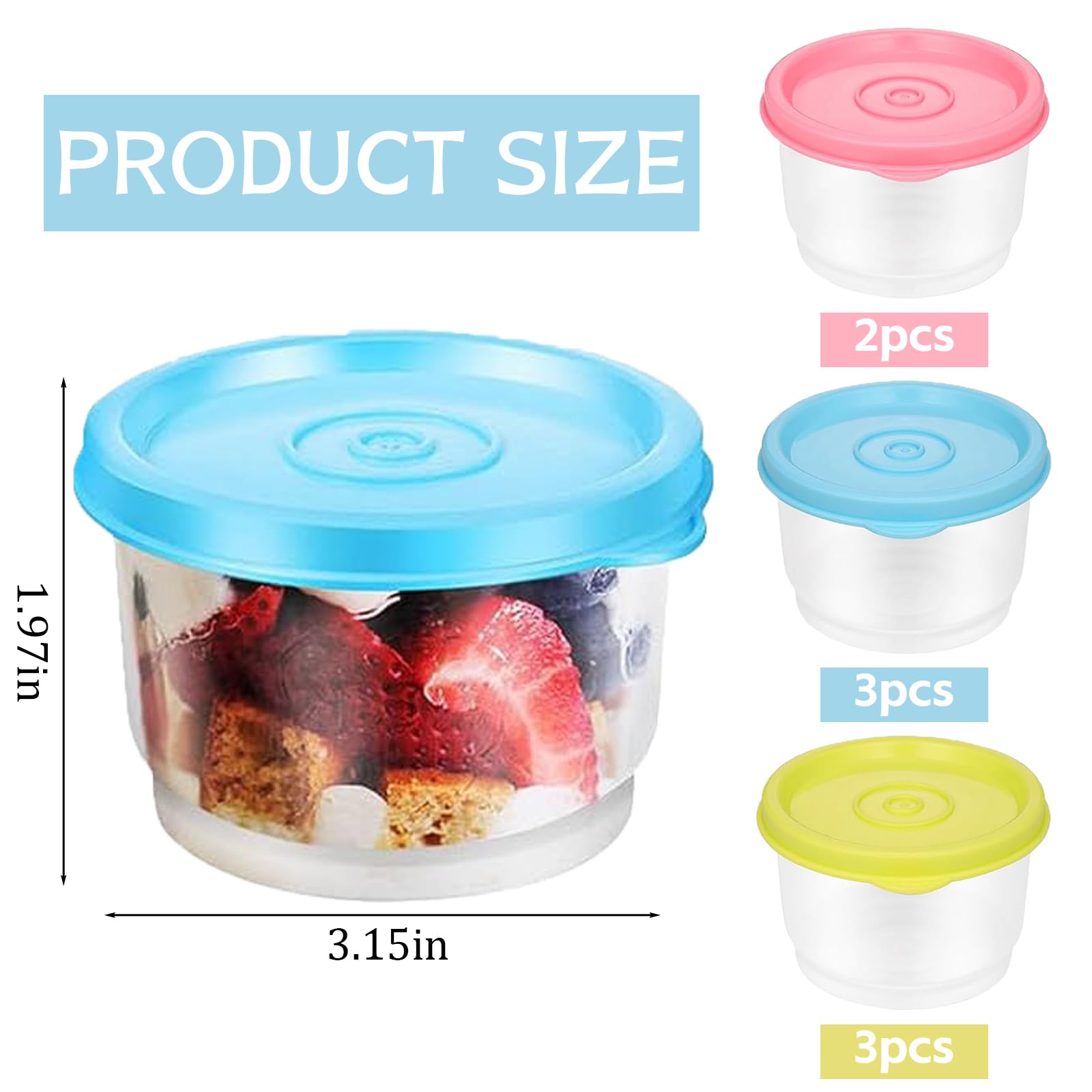 ZYEKIU 8 Pezzi Contenitori Ermetici per Alimenti, Contenitori per Alimenti 160ml, Contenitoris Frigo a Prova di Perdite, Contenitoris Plastica Riutilizzabile, per Yogurt, Salse, Marmellate, Spezie