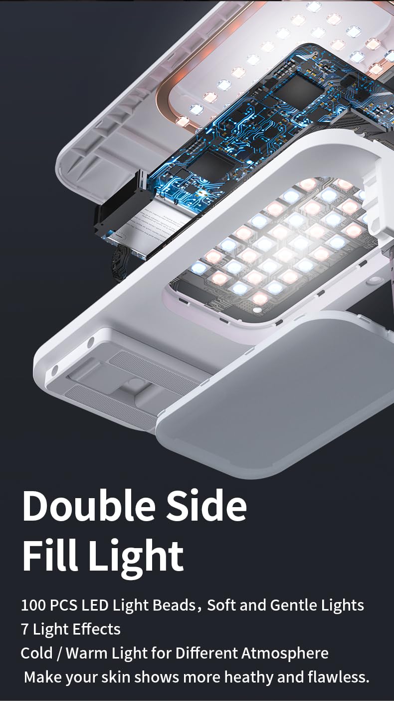 Orthotic Products We'll treat you well Soporte ajustable para teléfono con luz LED, batería de 1000 mAh, poste telescópico, rotación de 360°, control remoto Bluetooth, funda de viaje duradera, cable