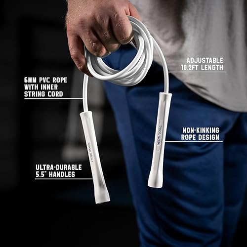 Miniatura 2 de hererope - Cuerda de saltar de boxeo ajustable de 0.236 in con cordón interior, asas irrompibles, cuerdas de salto de PVC duraderas que no se doblan