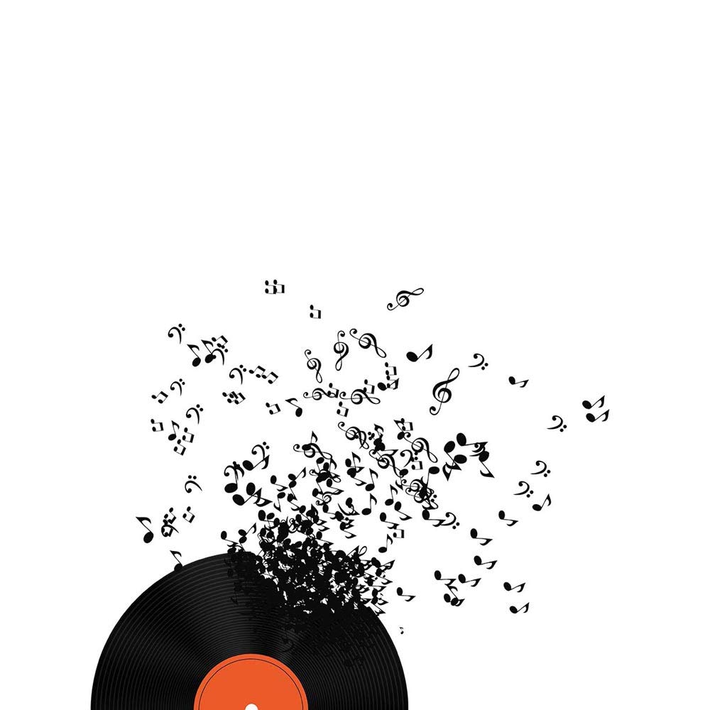 Wee Blue Coo Painting Illustration Vinyl Record Musical Note Explosion Art Print Poster Wall Decor 12X16 Inch