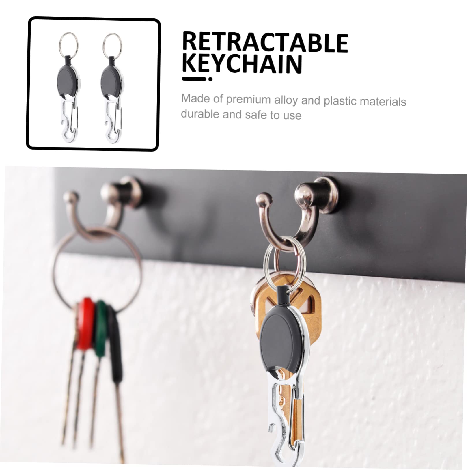 Operitacx 10 Pezzi Portachiavi a Scomparsa Llaveros para Mujer Clip Retrattile Porta Badge Portachiavi con Moschettone Cordino per Chiavi Lega Clip a Coccodrillo Multiuso