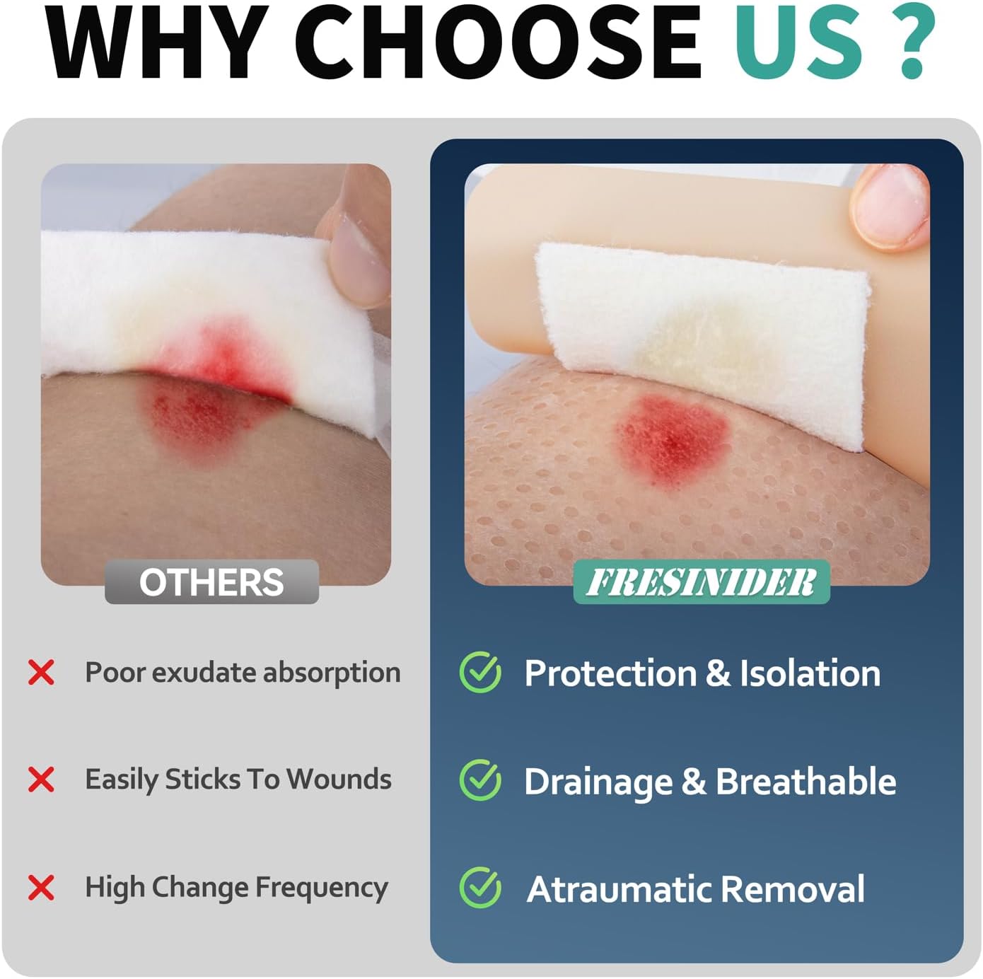 FRESINIDER Silicone Wound Contact Layer 4” x 3”, 10 Pack Non-Adherent Silicone Dressing for Gentle Removal, Protects Fragile & Sensitive Skin, Ideal for Surgical Wounds, Burns, Ulcers, Skin Tears - Image 5