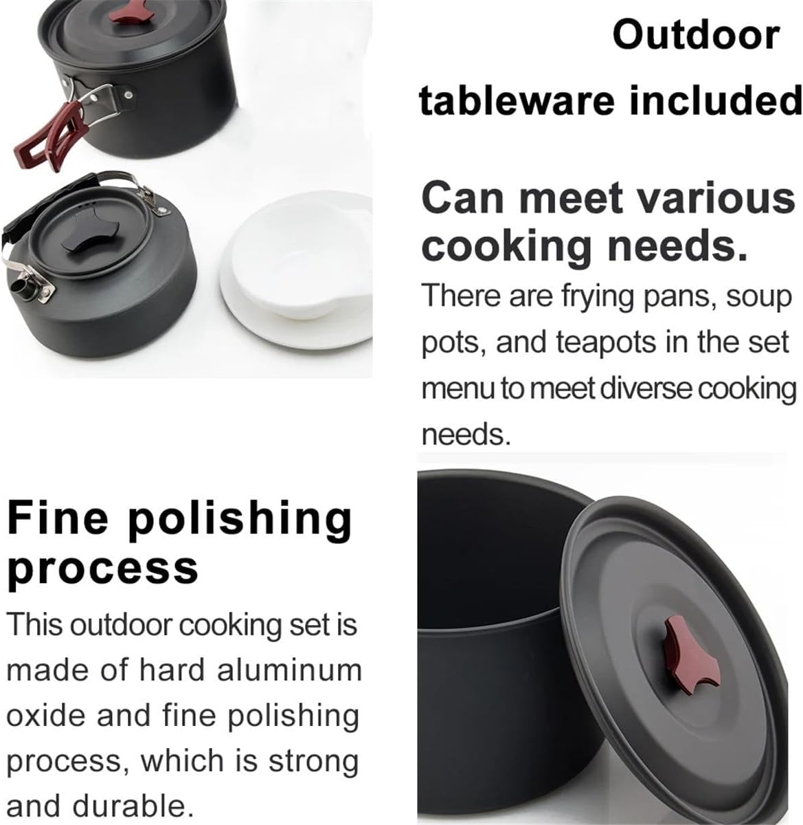 Camping Cookware Set Outdoor Pot Tableware Kit Water Kettle Pan Utensils Hiking Picnic Equipment Outdoor Cooking And Picnic For 4-6 People