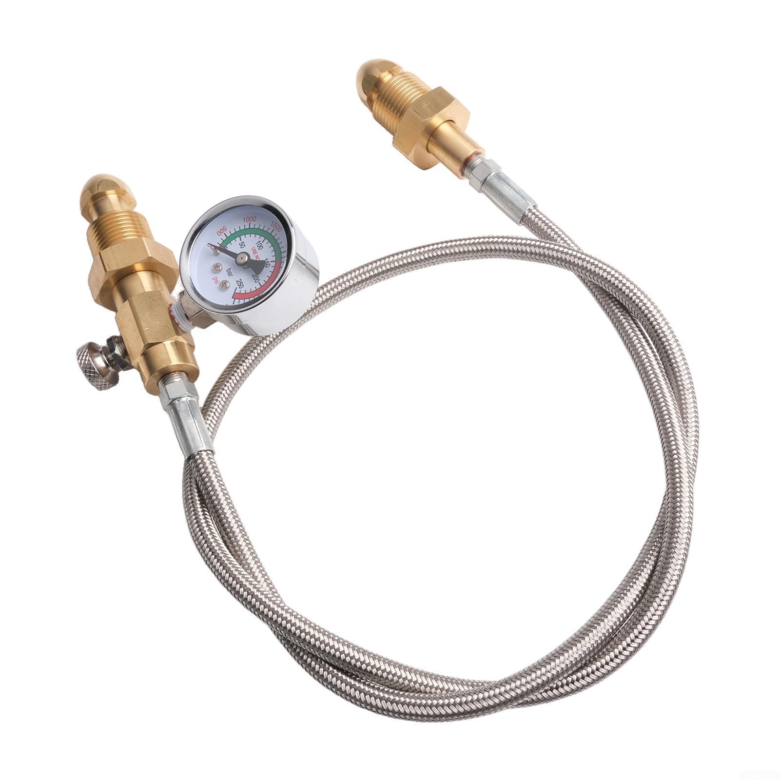 BS 341 No. 3 Manguera de recambio de cilindro de argón Reino Unido, adaptador de transferencia de 5/8 pulgadas, 90 cm para línea de acero inoxidable (estilo 2)