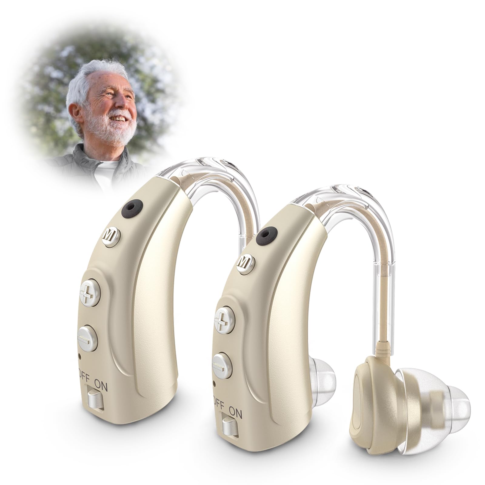 JYYRC Dispositivo audio ricaricabile, con 4 modalità di riduzione intelligente del rumore e chip a 16 canali (2, Oro)