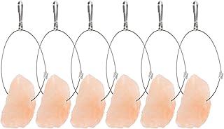 iplusmile Rabbit Himalayan Mineral Salt Blocks, Small Animals Chew Toy, Rabbits Chew Toy Pink Lick Salt Block on Rope, Salt Lickinging Block Chew Toy for Rabbit Bunny (6pcs)