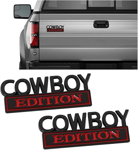 Reswish 2 emblemas de edición vaquera calcomanía de insignia de letra 3D para el lado del auto parte trasera del maletero guardabarros insignia de