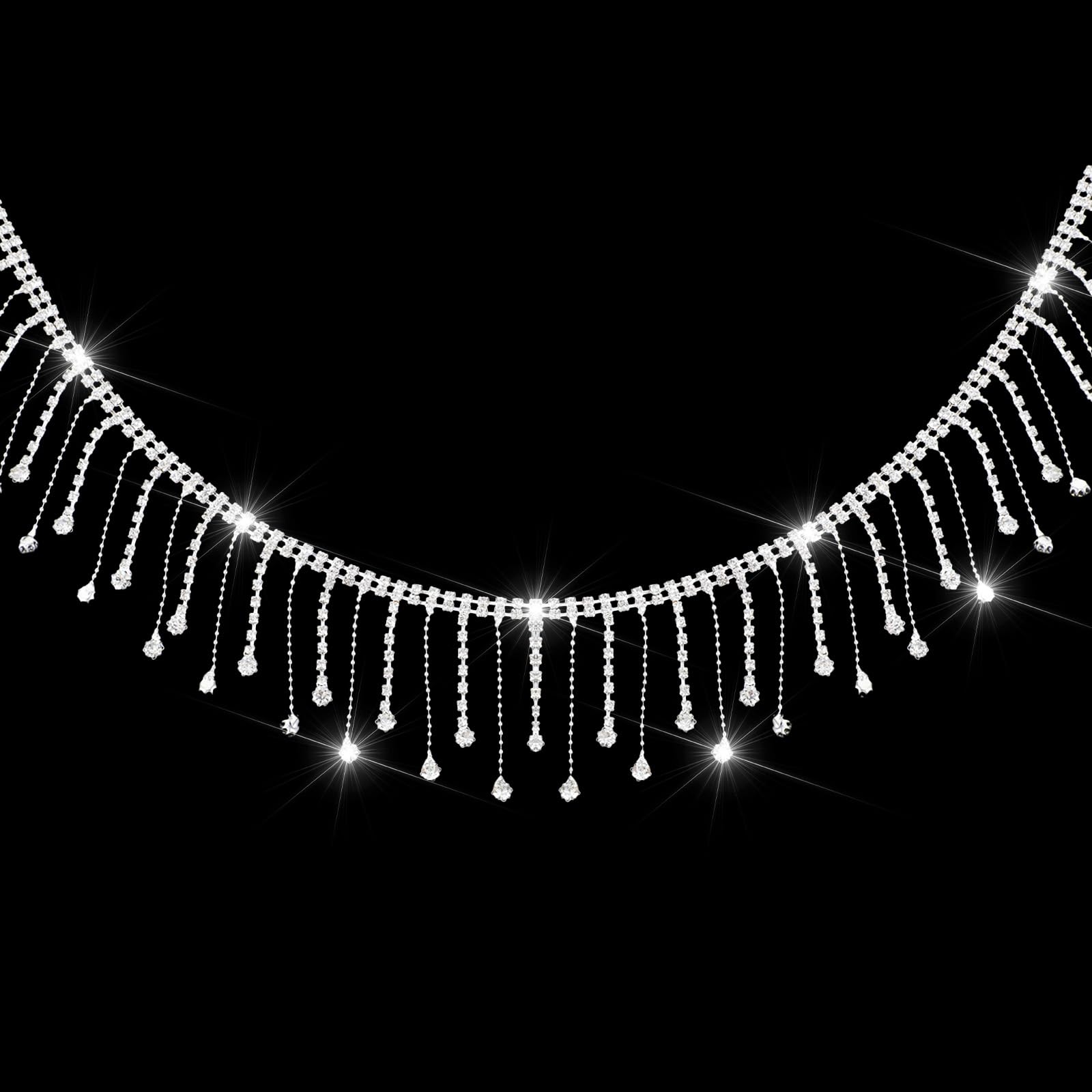 2 Yard Rhinestone Fringe Trim, Rhinestone Trim Ribbon Tassel Belt Chain