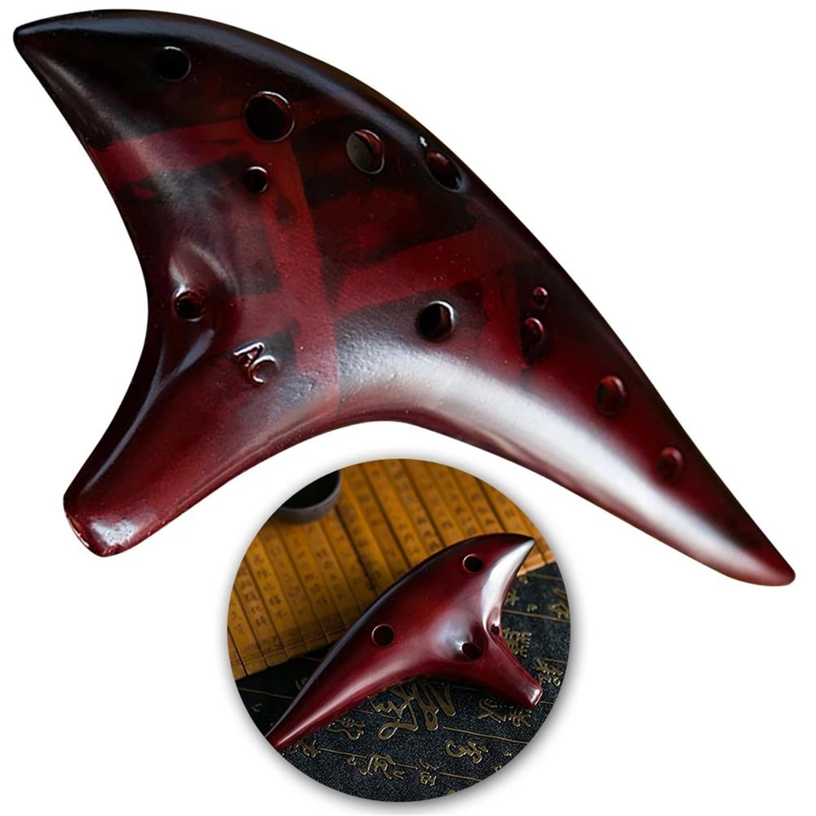 Ocarina in ceramica a 12 fori con chiave di Do maggiore per gli amanti della musica Strumento Ocarina(3)