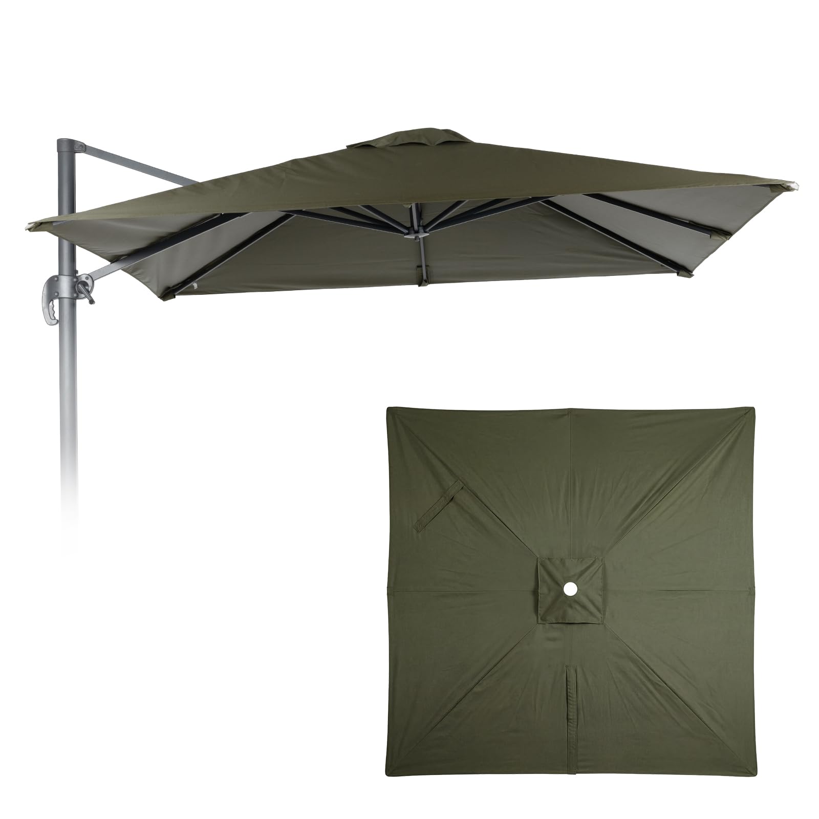 COWVIE 3m Cantilever Umbrella Canopy Replacement for 8 Ribs Offset Umbrella, Outdoor Square Parasol Replacement for Yard, Canopy Only