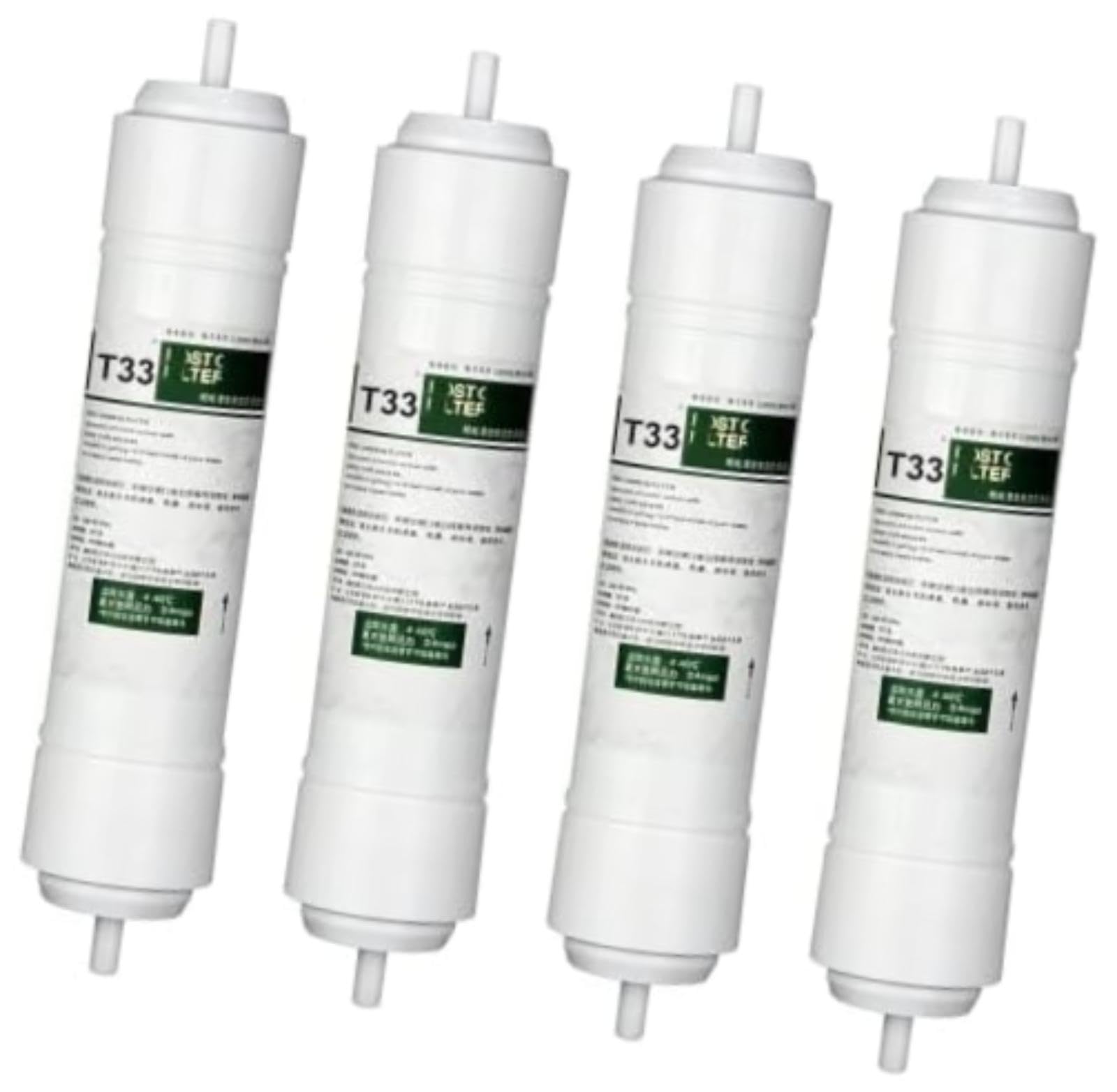4-pak 11 x 2,5 wkładu węglowego T33 Post Carbon z 1/4 prostym prętem wymiennym Inline, do odwróconej osmozy Filtr końcowy oczyszczacza wody (3 8 Inch Fitting) Filtr (3 8 Inch Fitting)