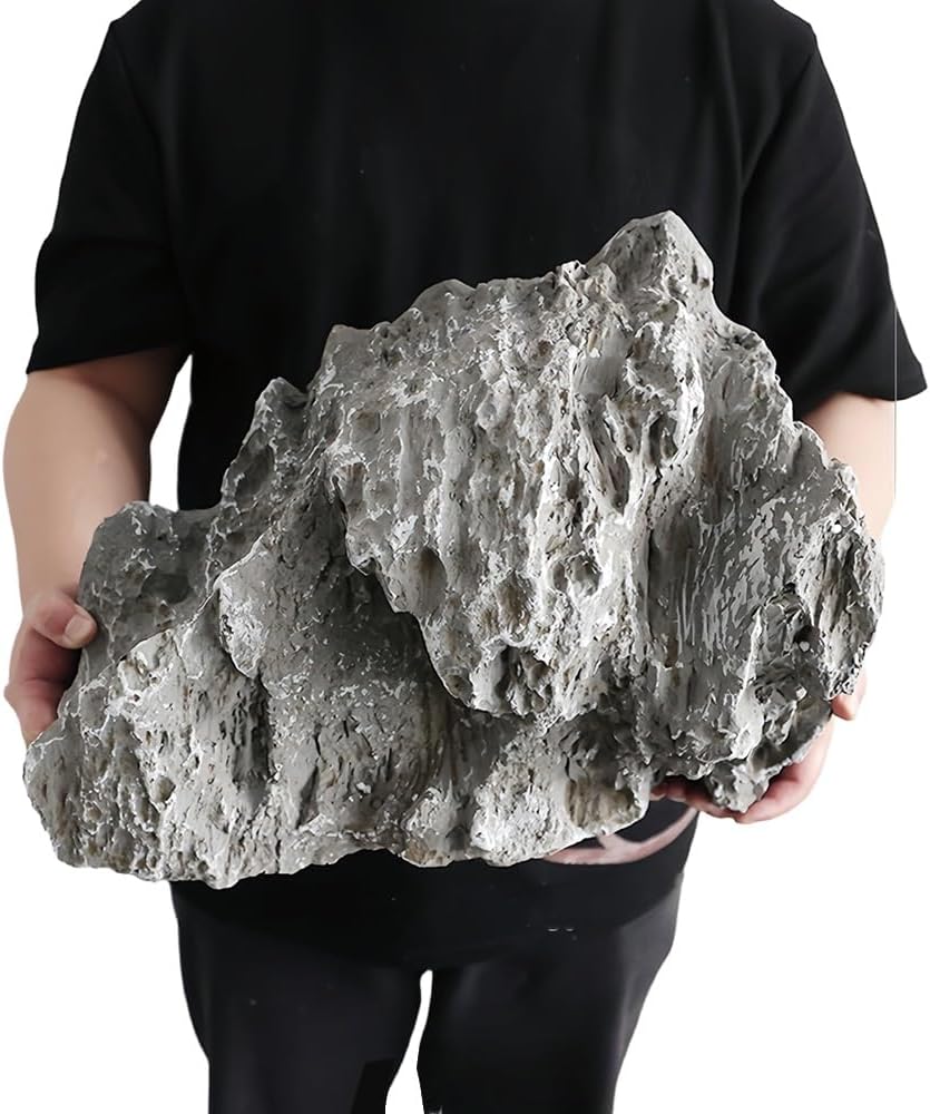 Large Fake Rock Landscaping Well Covers, Granite Rock Molds Utility Cove, Artificial Rock Landscape Decor for Aquarium, Outdoor Yard, Indoor Display & Photography Props(21.7*11.8*17.7in)